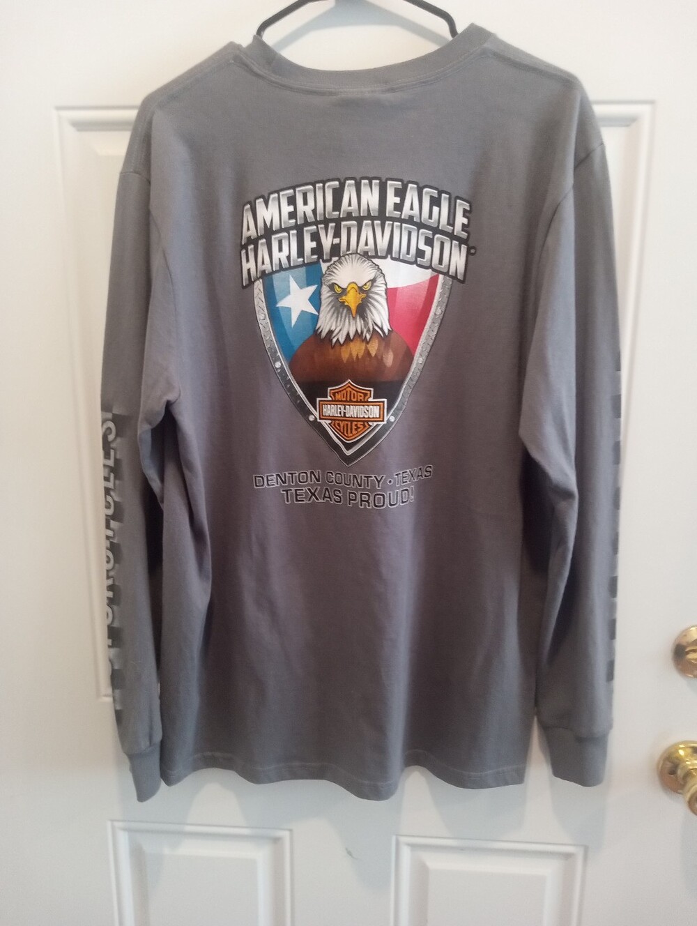 Harley-Davidson Gray Long Sleeve American Eagle Texas Back Graphic Shirt